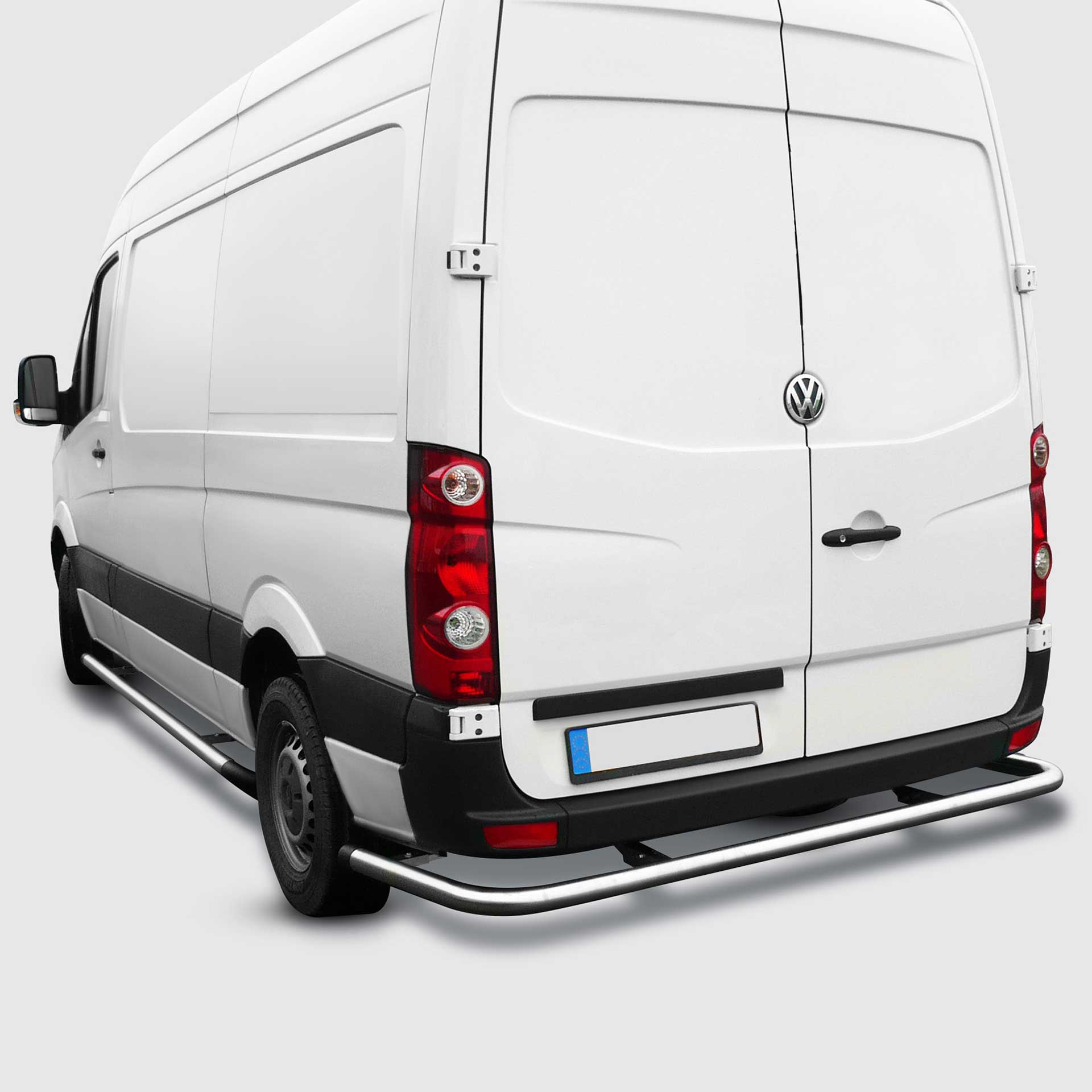 Serie Montana | Heckschutzrohre aus Edelstahl, XL, Matt - Sprinter/Crafter 2016-2017, Sprinter 2018- Heckantrieb, Einzelbereifung