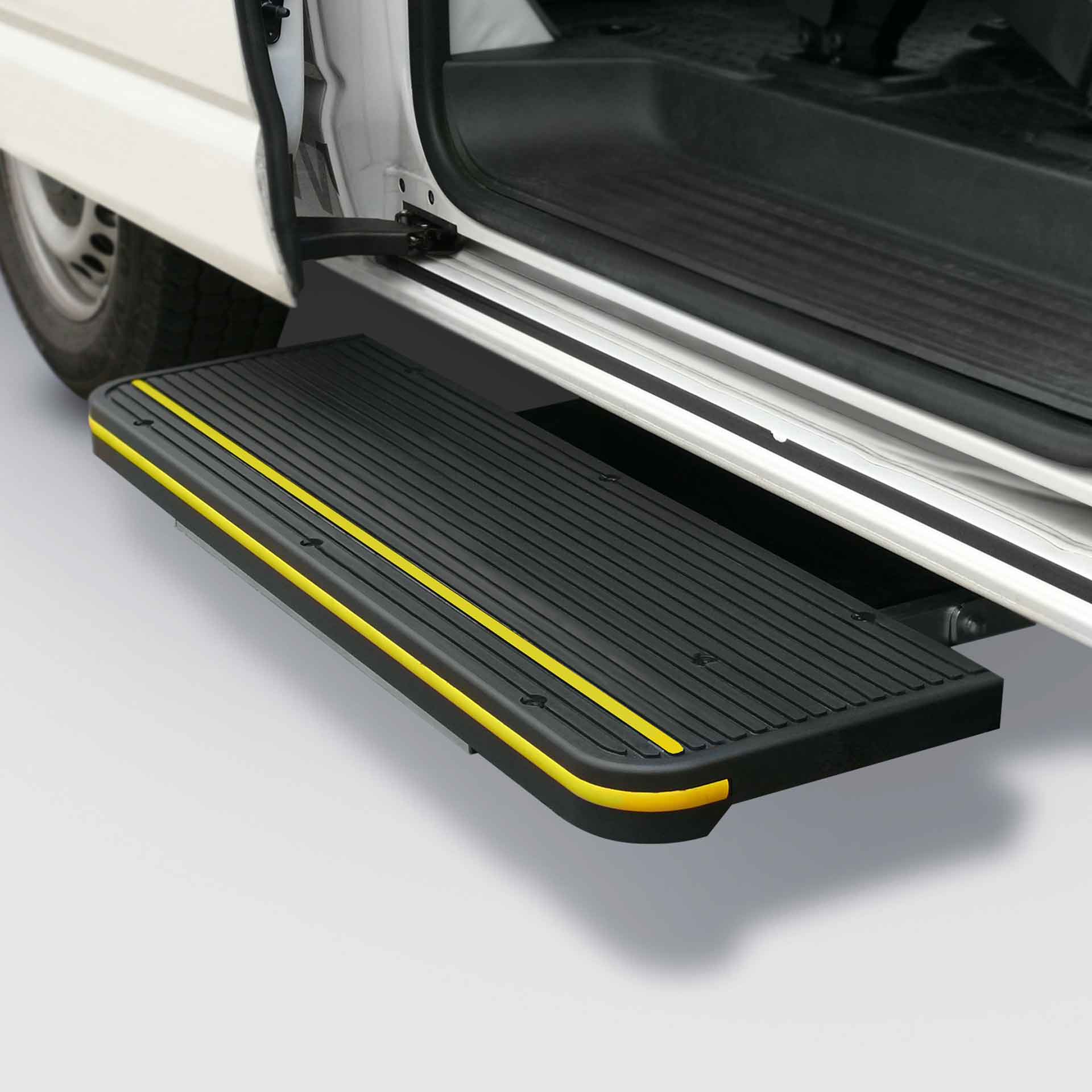 Seitliche Heavy Duty elektrische Teleskop Trittstufe für Van. Tragkraft, Grundausstattung, Serie TCE Trittstufen von AlphaDynamik