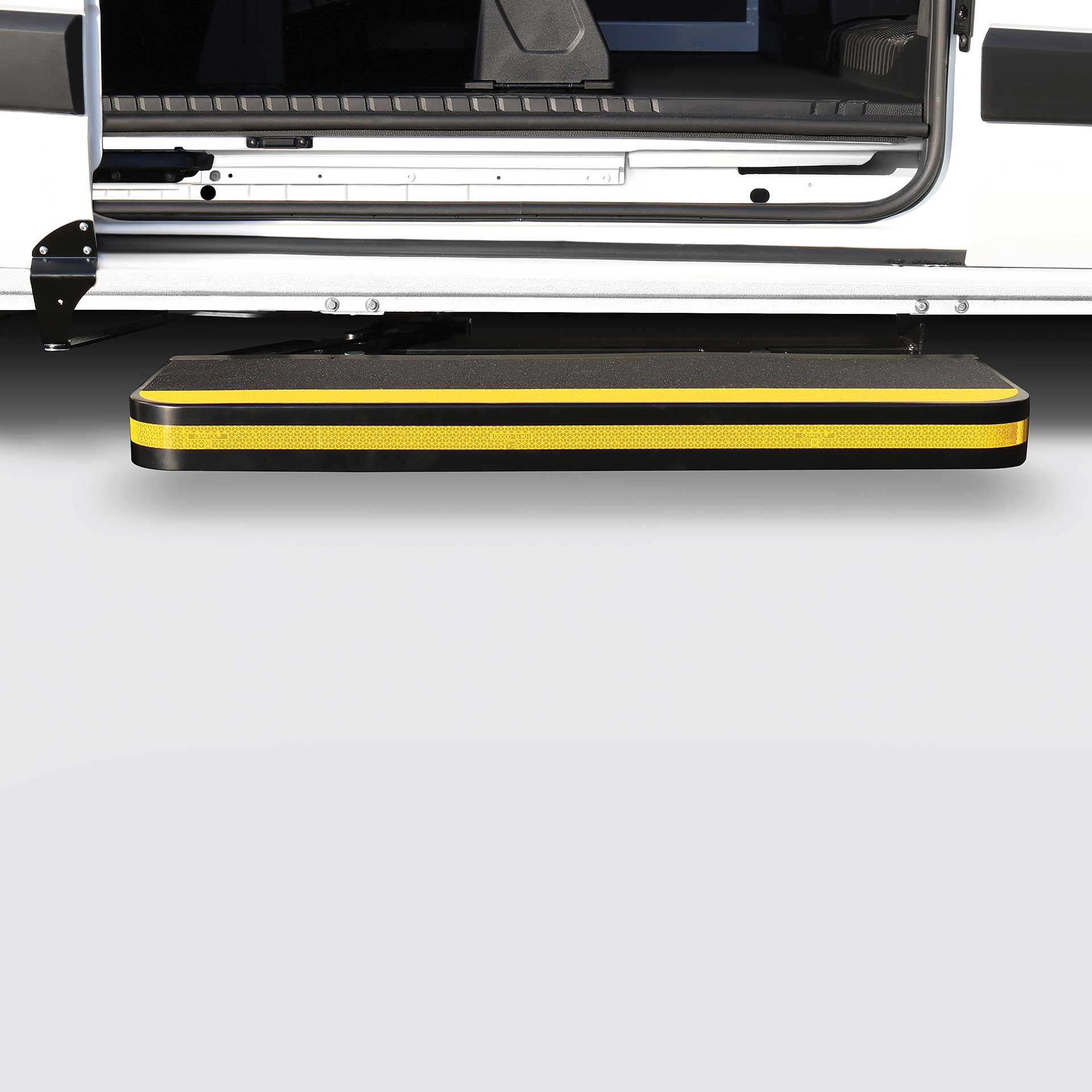 Mechanische tuerkombinierte Trittstufe für Transporter, Vans, Krankentransport, Lieferwagen, Das unverkennbare Design und die innovative Konstruktion, Serie X3 von AlphaDynamik